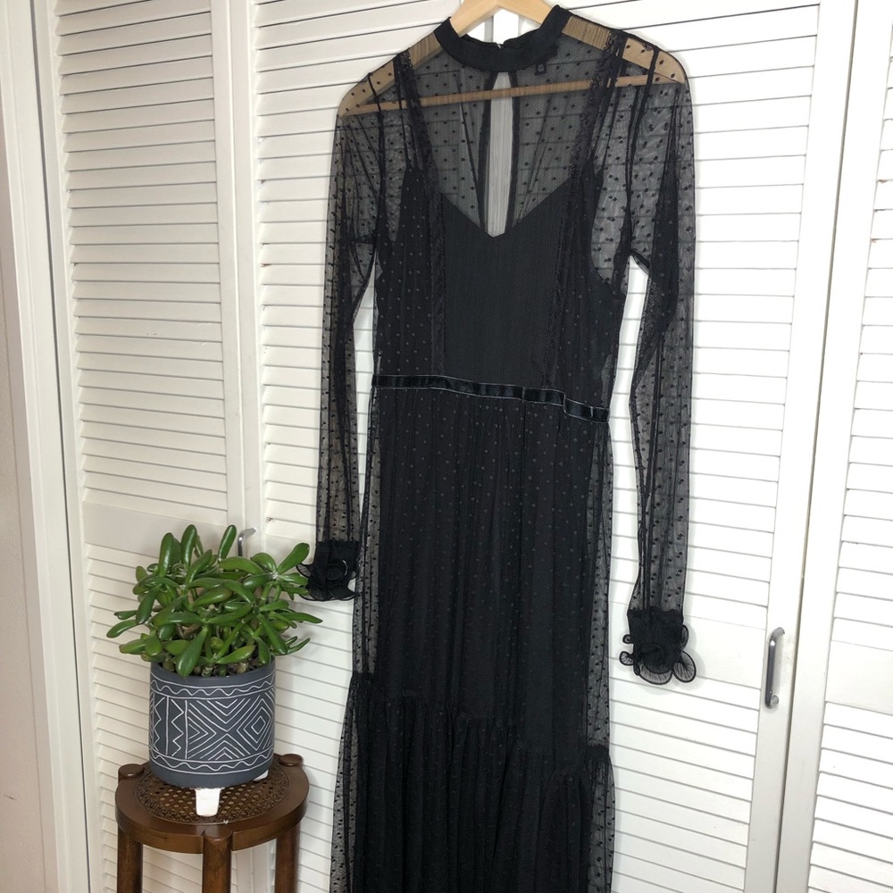 Black Lace Dress with Beetlejuice Vibes